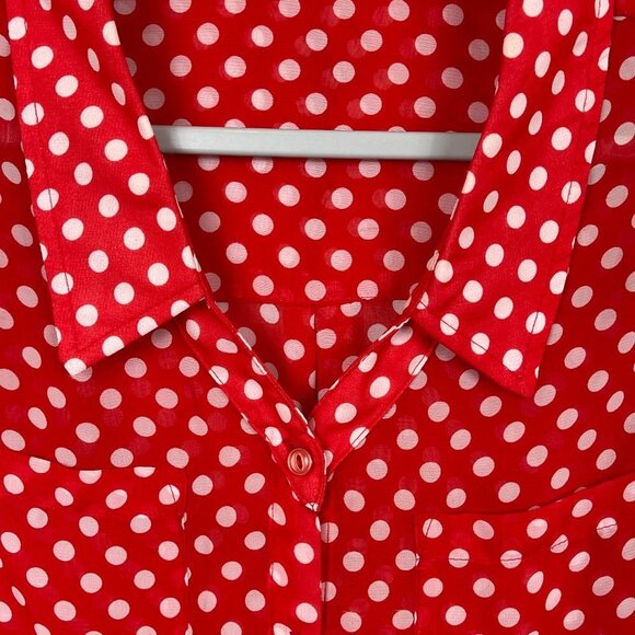 Kut From the Kloth polka dot blouse button up red white size small officewear - Picture 3 of 8
